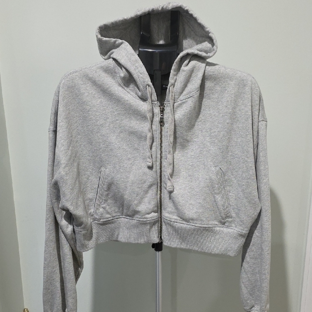 Women's Light Gray Cropped Hoodie